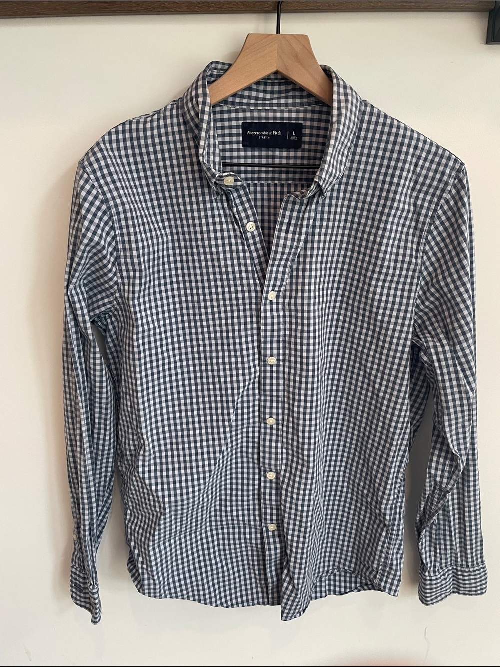 Abercrombie & Fitch Navy and light blue Gingham Button-Down Shirt - Men's